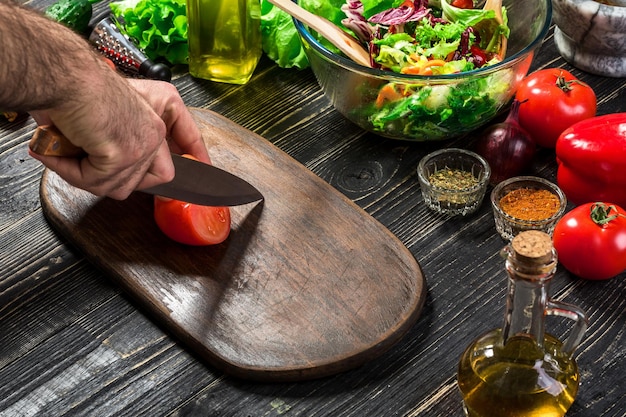 Chef preparing vegetables